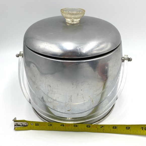 Ice Bucket Barware Mid Century Modern KROMEX Aluminum Covered Ice Bucket *Dent* - Picture 3 of 11